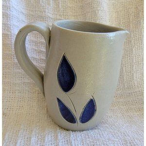 Williamsburg Pottery Creamer Cobalt Blue Leaves Excellent